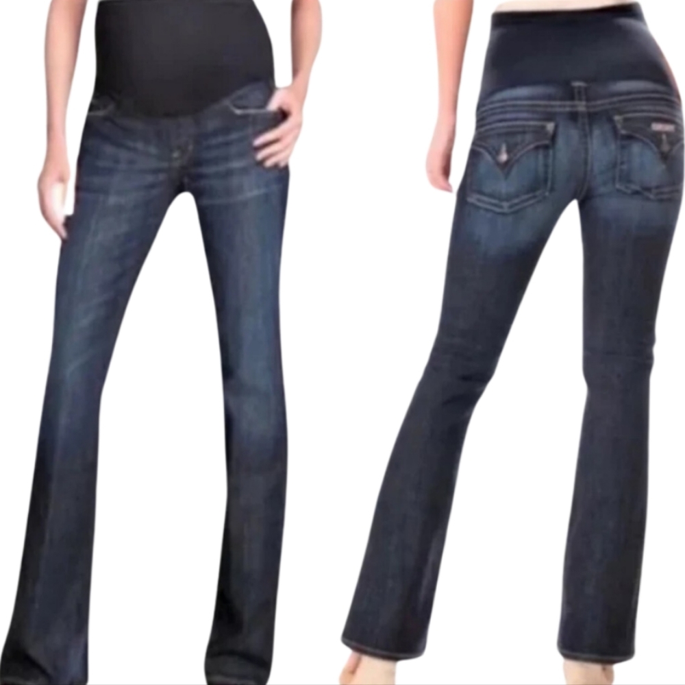 HUDSON A PEA IN A POD Maternity Over Belly Flap Pockets Dark Wash Bootcut Jeans